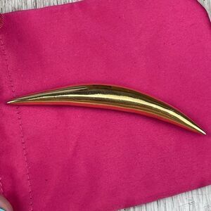 Estate Vintage Minimalist Style Gold-Plated Oblong Brooch 4.5-inch